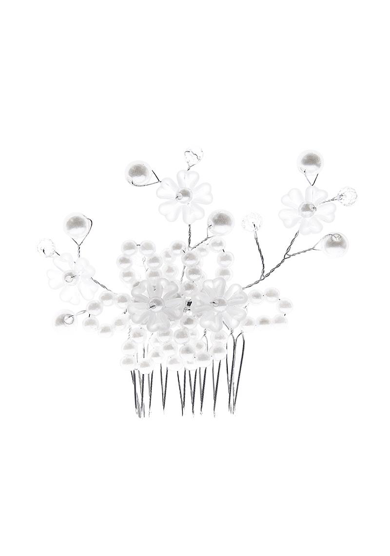 CLEAR FLOWER WITH PEARL HAIR COMB