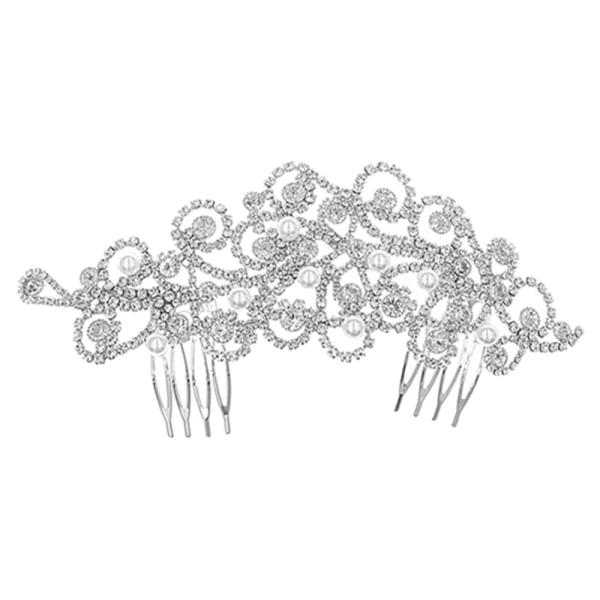 RHINESTONE BOUQUET PEARL HAIR COMB