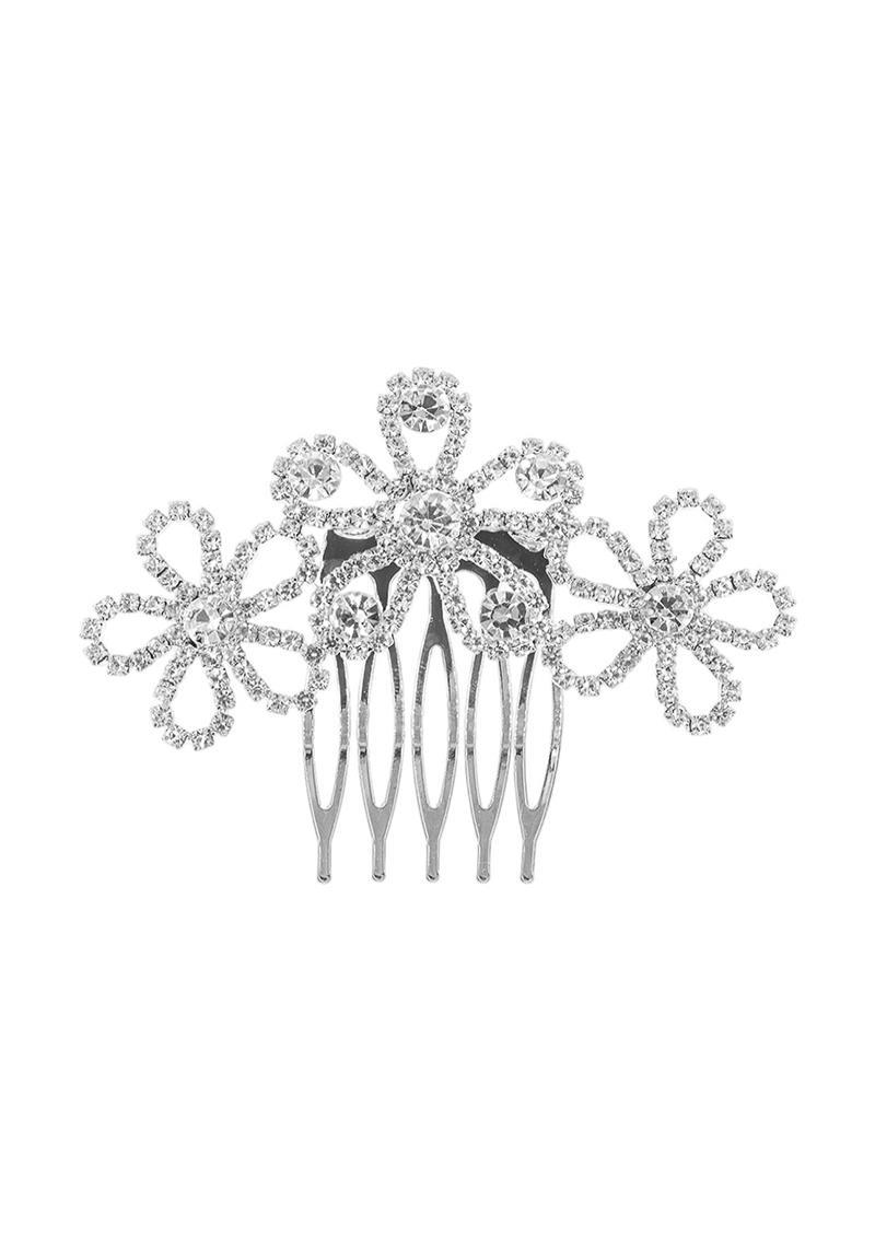 RHINESTONE THREE FLOWER HAIR COMB