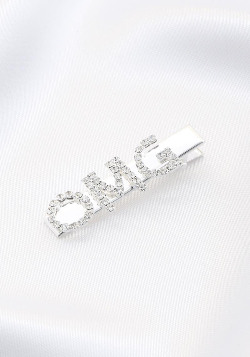 RHINESTONE OMG MESSAGE HAIR PIN