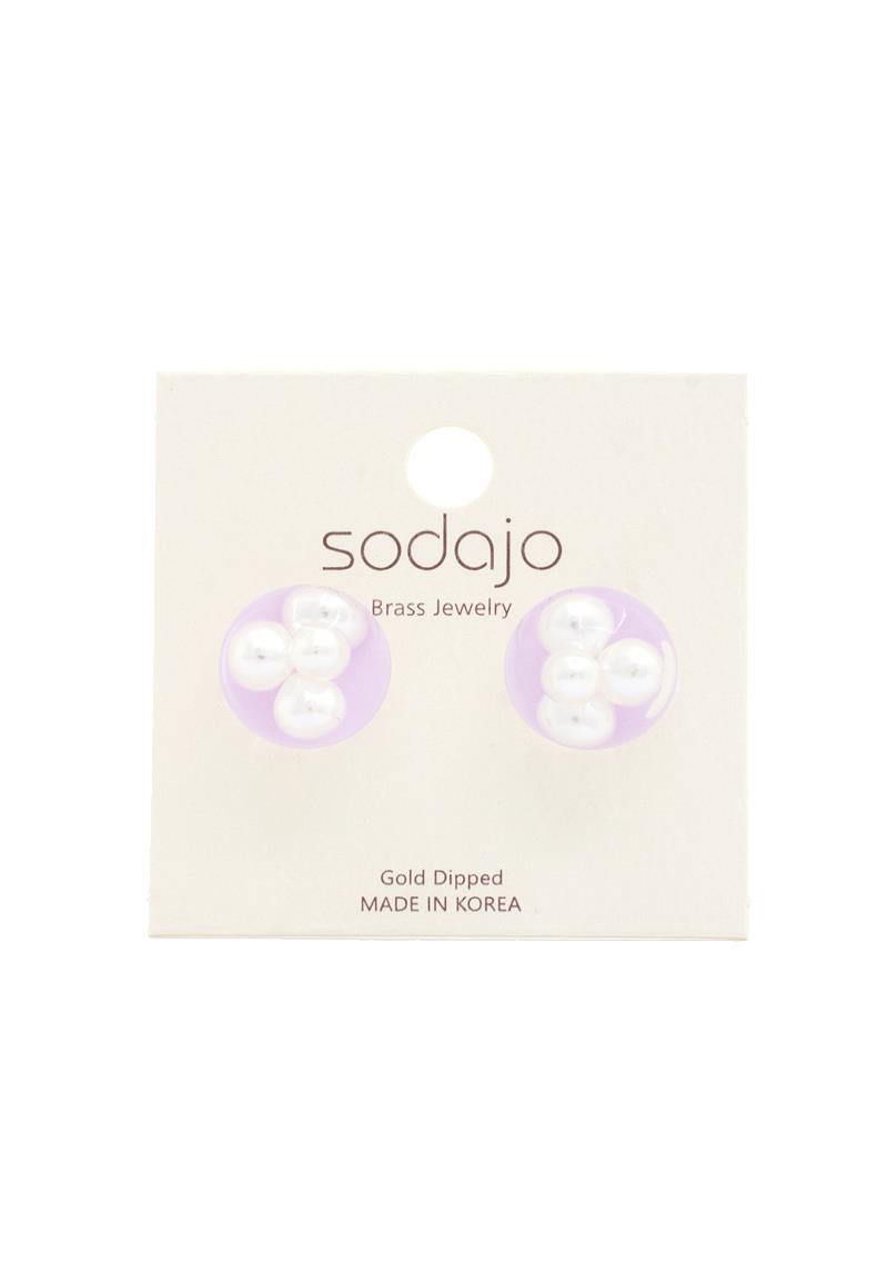 SODAJO PEARL BEAD RESIN GOLD DIPPED EARRING RESIN EARRING