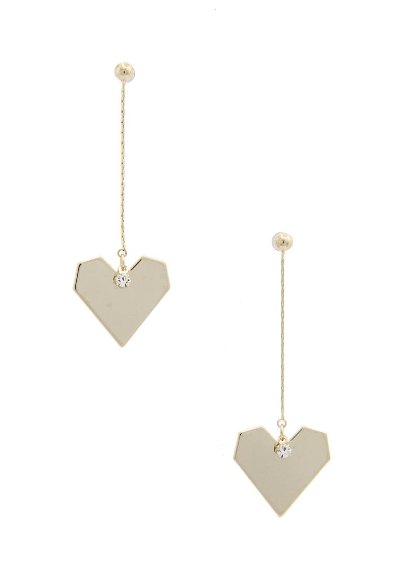 ABSTARCT HEART DAINTY CRYSTAL EARRING