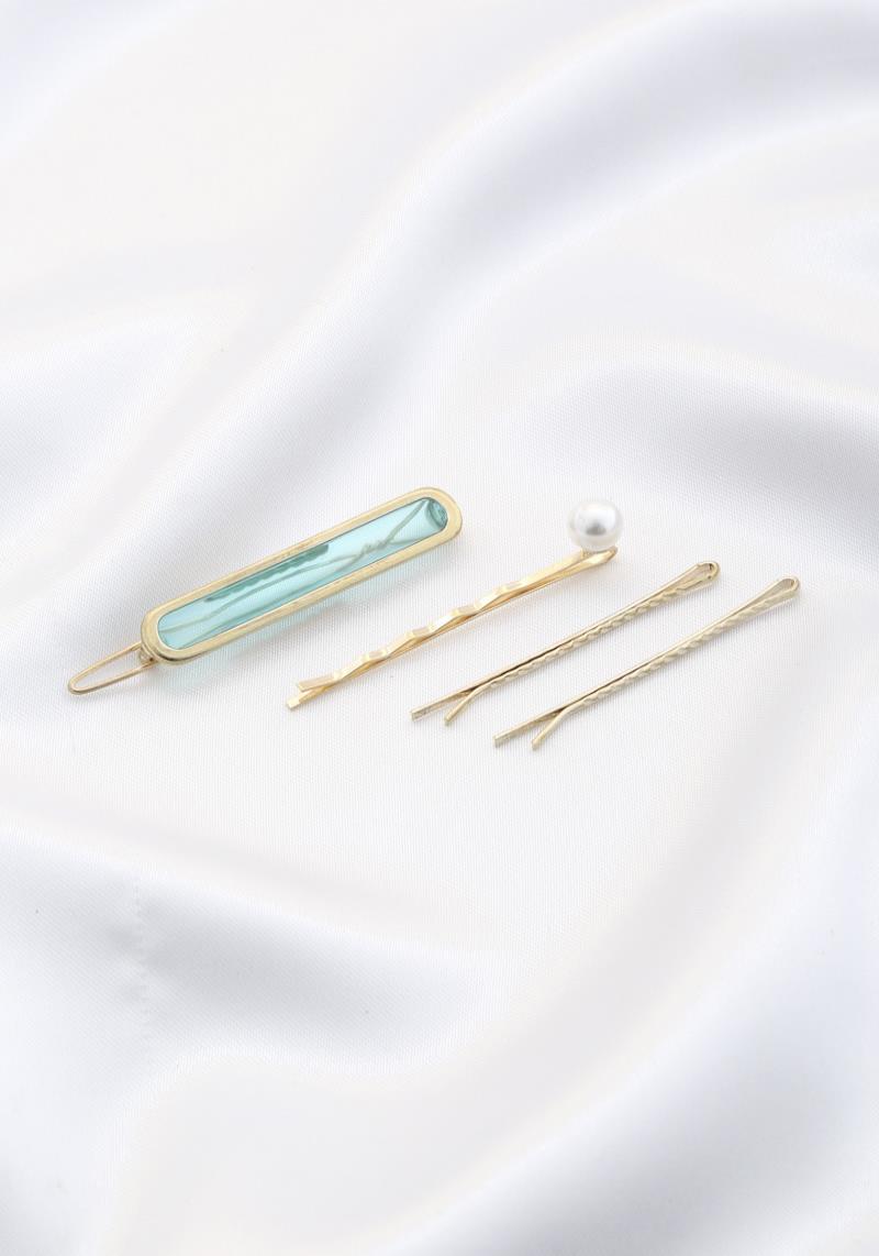 TRANSPARENT COLOR PEARL HAIR PIN SET