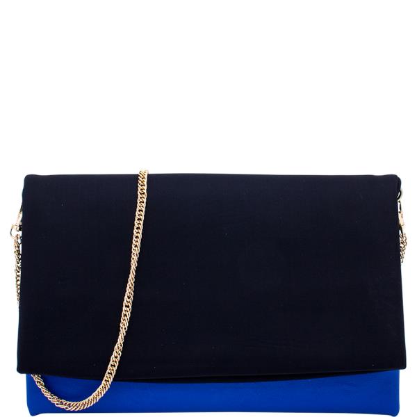 TWO TONE FLAP CLUTCH CROSSBODY BAG