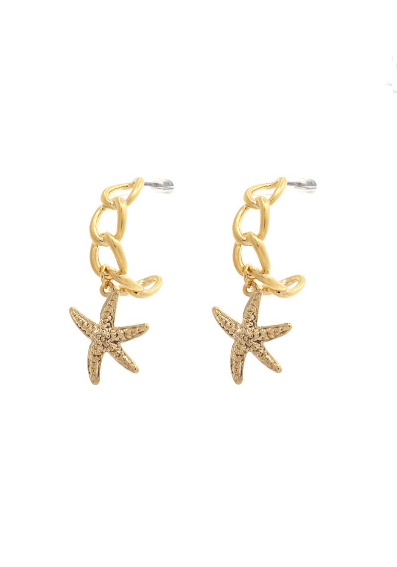 STAR FISH OVAL LINK EARRING