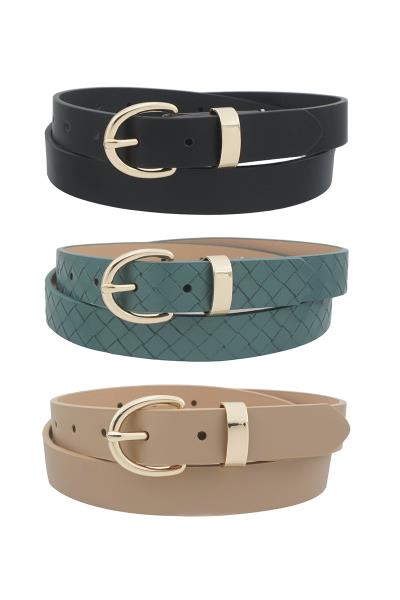 BASIC U BUCKLE WEAVE TRIO BELT