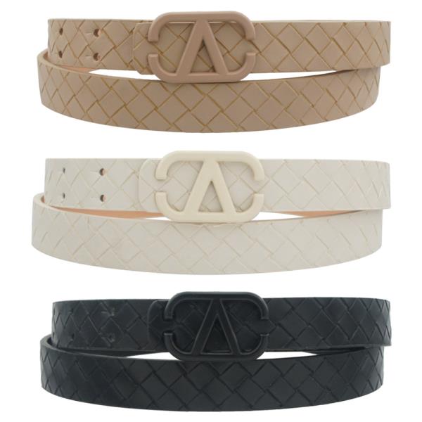 COATED INVERTED V BUCKLE WEAVE TRIO BELT