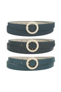 CANVAS WOVEN SOLID MODERN FLAT CIRCLE TRIO BELT
