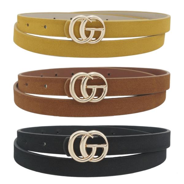 FAUX NUBUCK GO BUCKLE TRIO BELT