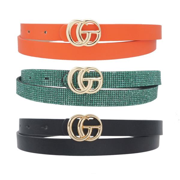 2 PU 1 RS STRAP BUCKLE TRIO SKINNY BELT SET