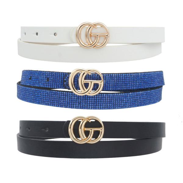 2 PU 1 RS STRAP BUCKLE TRIO SKINNY BELT SET