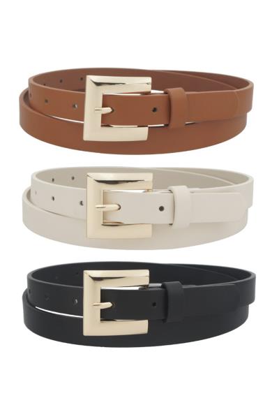 MOD FLAT RECTANGLE BUCKLE TRIO SKINNY BELT
