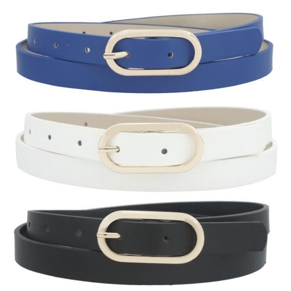 METAL OVAL BUCKLE BELT 3 PC SET