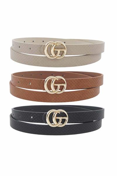 MONO SNAKE PRINT MINI GO BUCKLE TRIO BELT