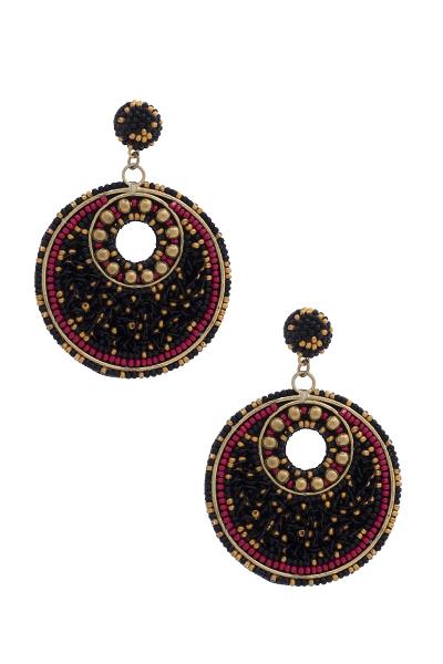SEED BEAD DOUBLE CIRCLE EARRING