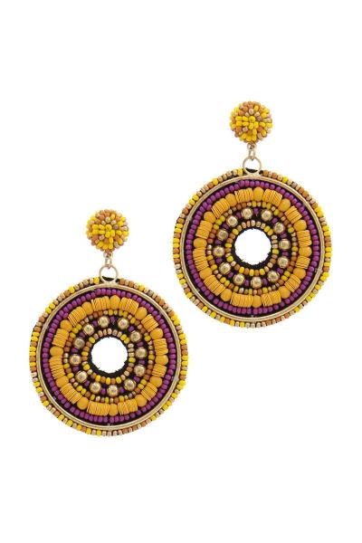 BEADED CIRCLE POST DROP EARRING