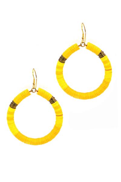 FASHION CHIC BUTTON BEAD HOOP EARRING