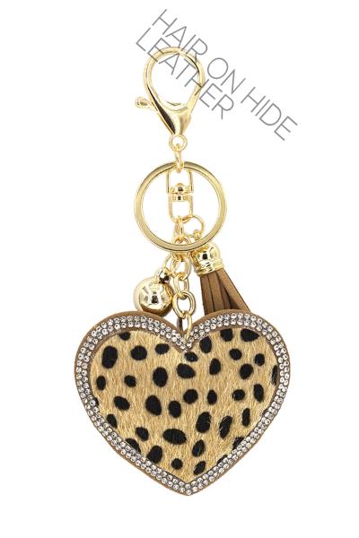 HEART LEOPARD BROWN KEYCHAIN