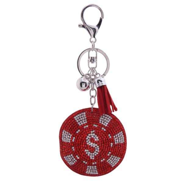 CASINO POKER CHIP RHINESTONE KEYCHAIN