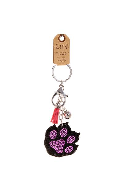 RHINESTONE CAT PAW PRINT KEY CHAIN