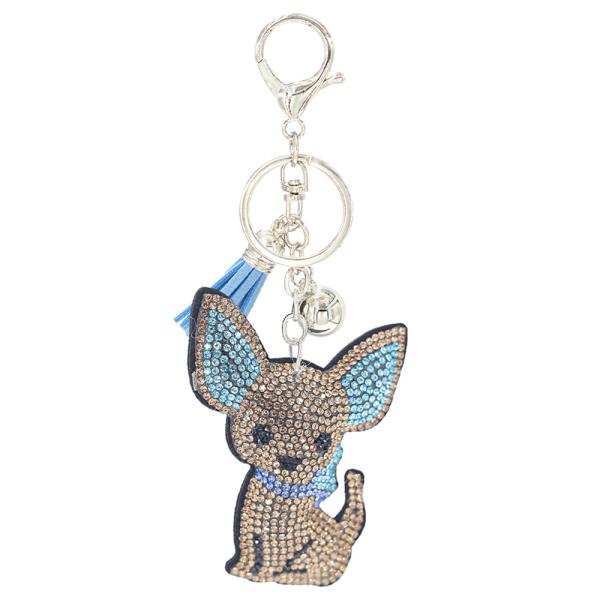 CUTE RHINESTONE DOG TASSEL KEY CHAIN