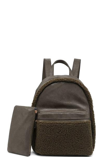 2IN1 SMOOTH FUR SUFFOLK BACKPACK WITH CLUTCH SET