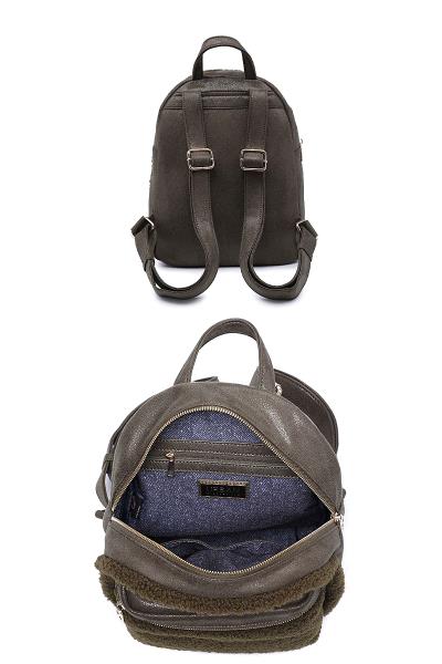 2IN1 SMOOTH FUR SUFFOLK BACKPACK WITH CLUTCH SET