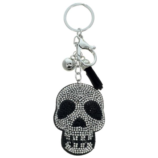 FASHION RHINESTONE SKULL TASSEL KEY CHAIN