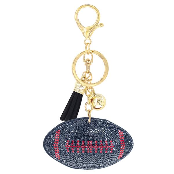 STYLISH CUTE RHINESTONE FOOTBALL PLUSH KEY CHAIN