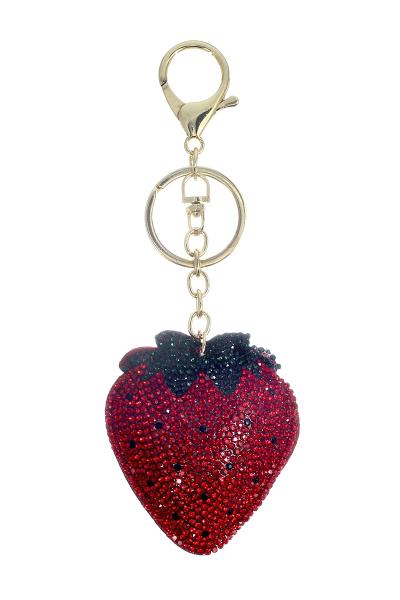 STRAWBERRY PUFFY BLING KEYCHAIN