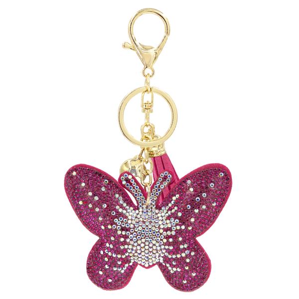BUTTERFLY PUFFY BLING KEYCHAIN