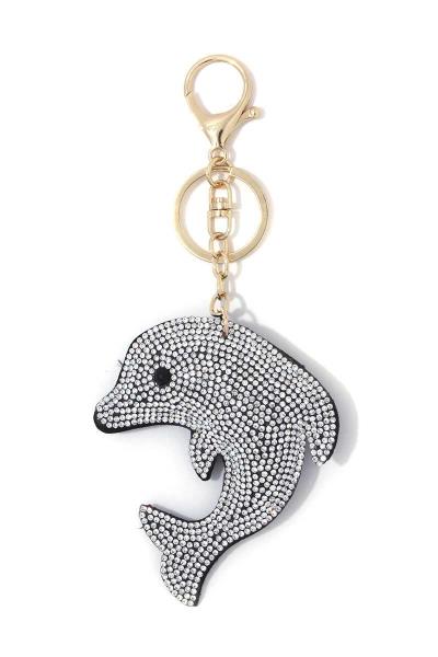 WHALE PUFFY BLING KEYCHAIN
