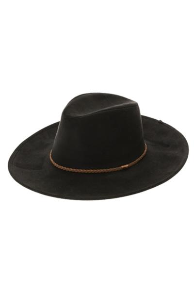VEGAN SUEDE PANAMA HAT WITH BRAID