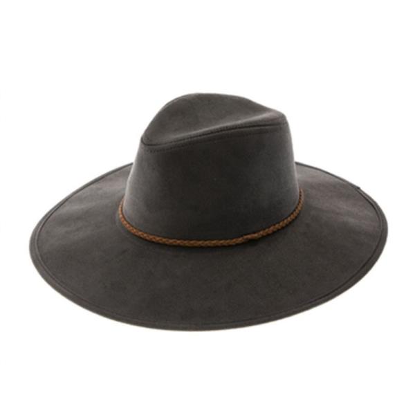 VEGAN SUEDE PANAMA HAT WITH BRAID