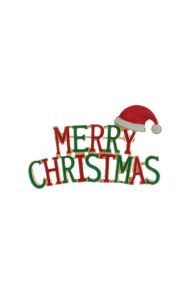 MERRY CHRISTMAS SANTA HAT BROOCH