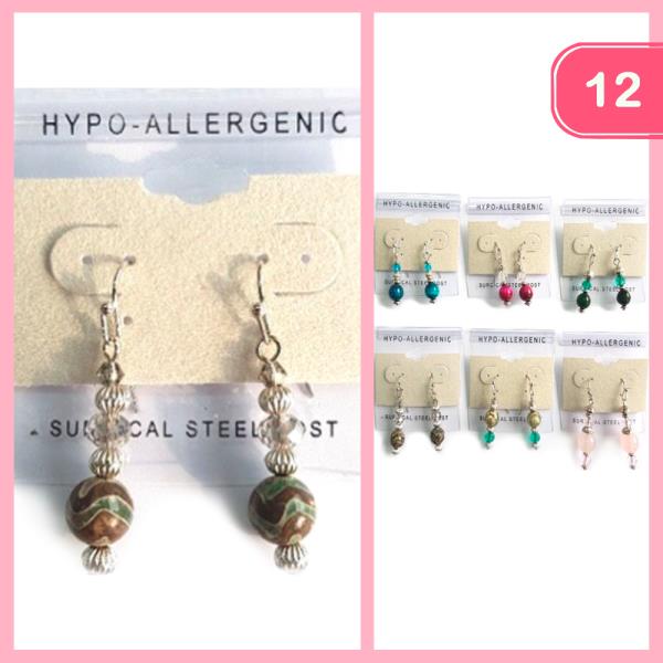 FASHION STONE DANGLE EARRING (12 UNITS)