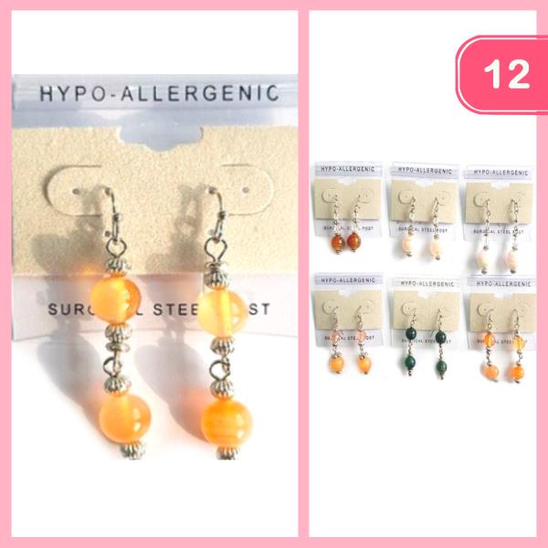 FASHION STONE DANGLE EARRING (12 UNITS)