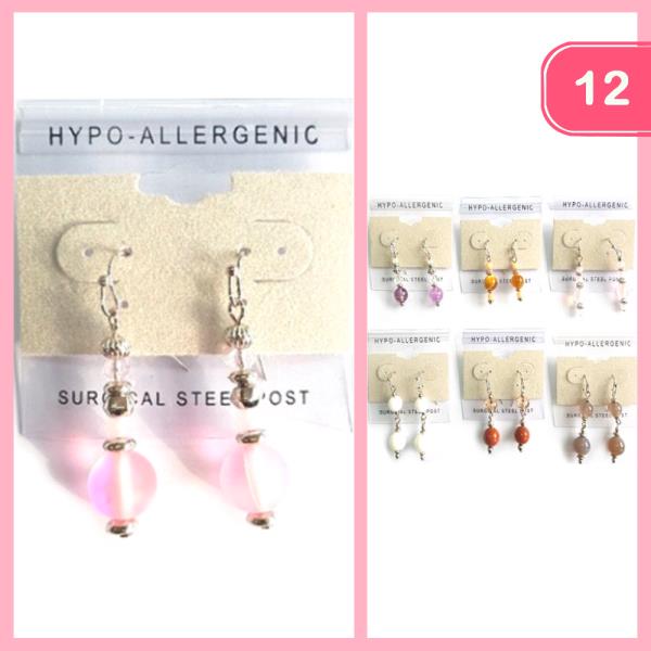 FASHION STONE DANGLE EARRING (12 UNITS)