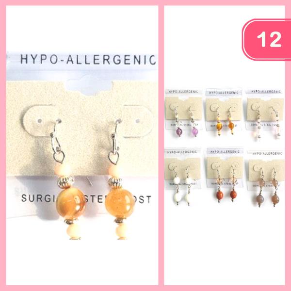 FASHION STONE DANGLE EARRING (12 UNITS)
