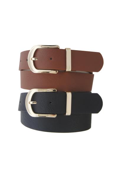 BASIC U BUCKLE METAL LOOP DUO BELT