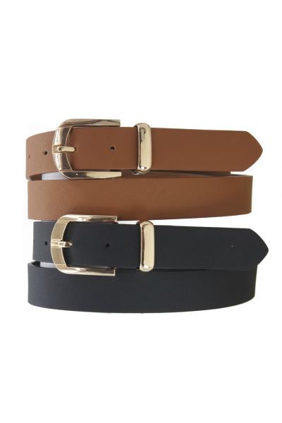 SQUARED BASIC BUCKLE SAFFIANO DUO JEAN BELT