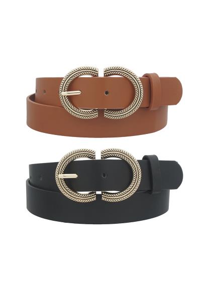 PLUS SIZE DOUBLE U BUCKLE BELT 2 PC SET