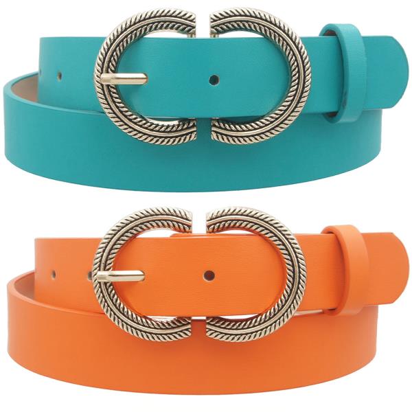 DOUBLE U BUCKLE BELT 2 PC SET