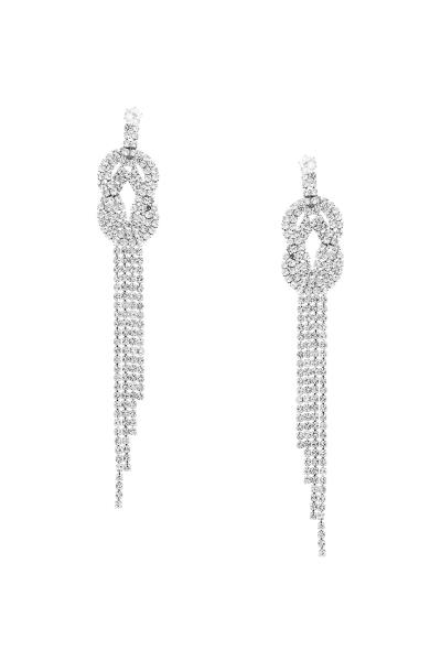 RHINESTONE LOVE KNOT TASSEL EARRING
