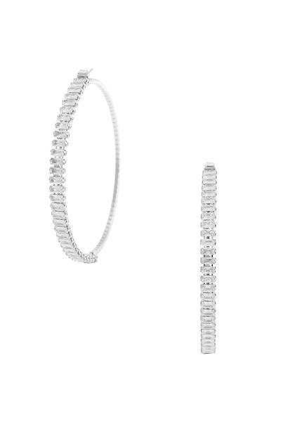 CRYSTAL BAGUETTE 70MM HOOP EARRING