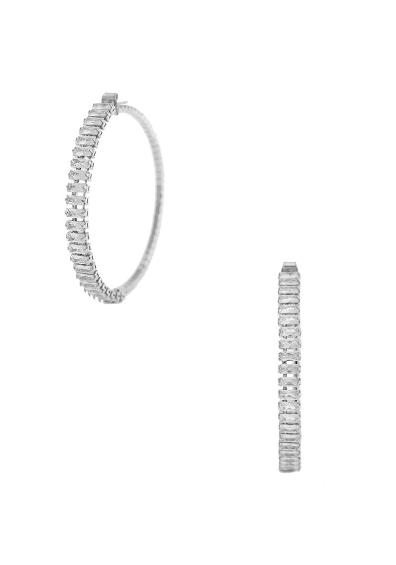 CRYSTAL BAGUETTE 50MM HOOP EARRING