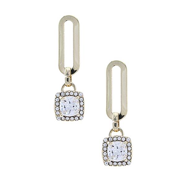 CRYSTAL SQUARE LINK EARRING