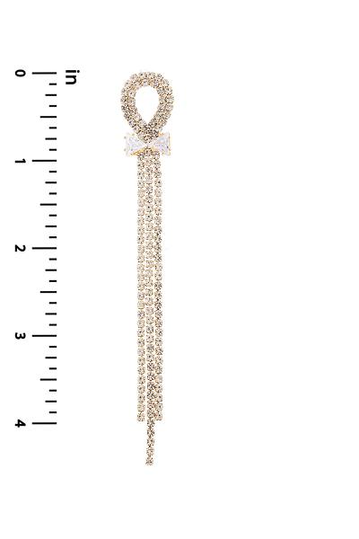 BOWTIE CRYSTAL RHINESTONE TASSEL EARRING