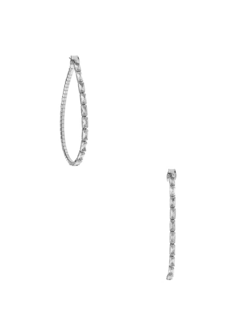 RHINESTONE CRYSTAL BAGUETTE TEARDROP HOOP EARRING