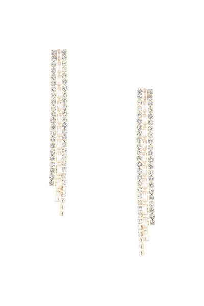 RHINESTONE CRYSTAL BAGUETTE 3 LINE EARRING